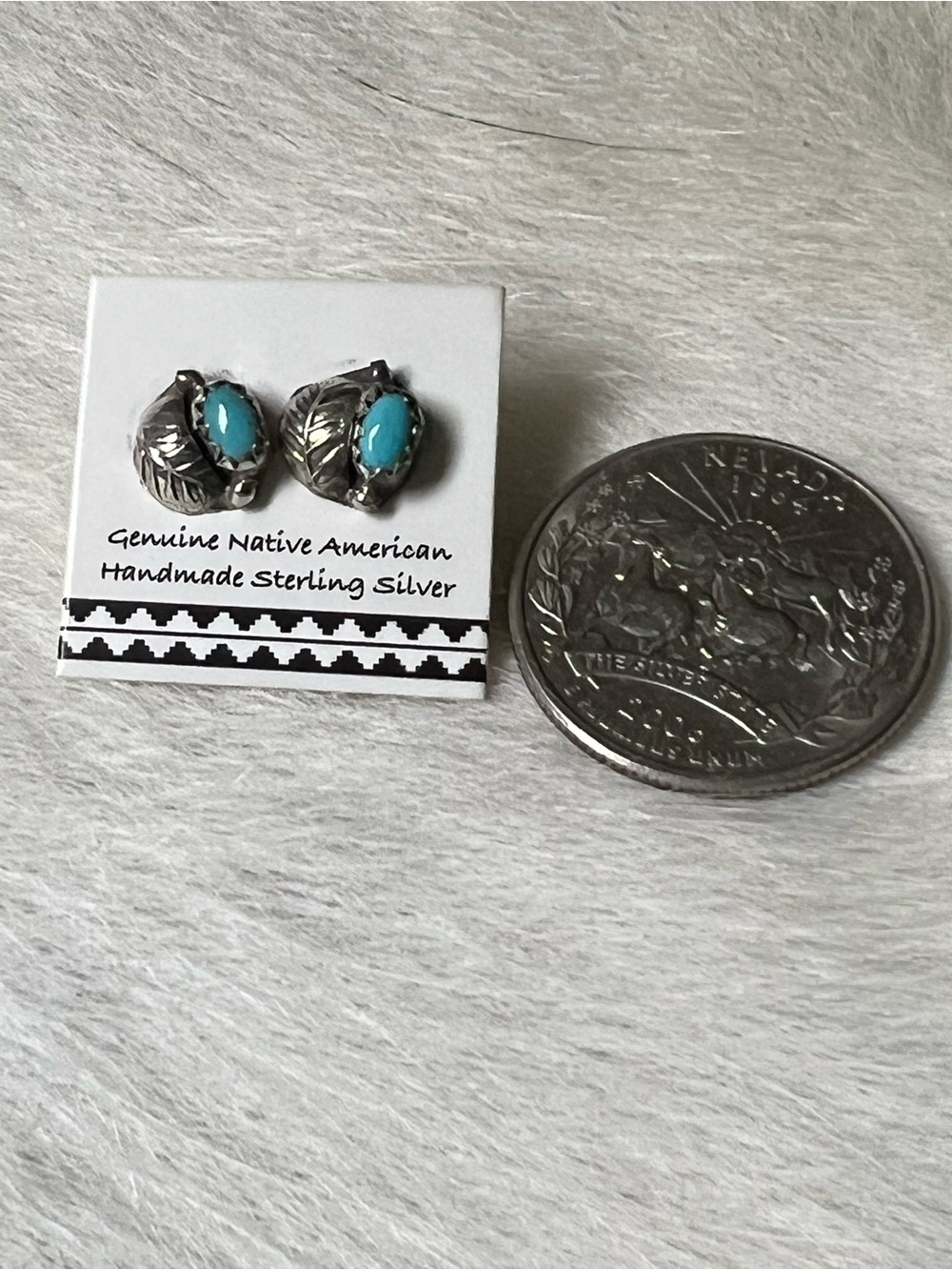 Sterling Silver Turquoise Stud Earrings - Handmade Native American Style